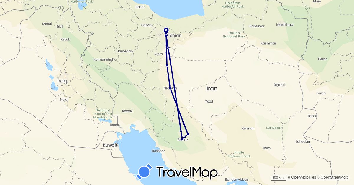 TravelMap itinerary: driving in Iran (Asia)